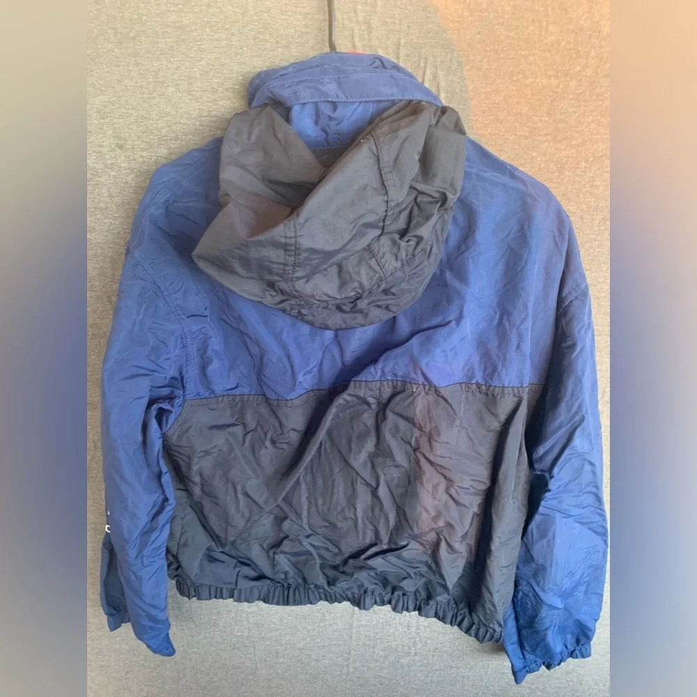 Vintage 90s Tommy Hilfiger Windbreaker Hooded Jacket Colorblock Spellout Small